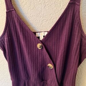 Size S Purple Ribbed Sleeveless Dress with button details from Charming Charlie